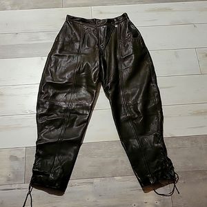 Brown real leather lined pants